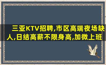 三亚KTV招聘,市区高端夜场缺人,日结高薪不限身高,加微上班