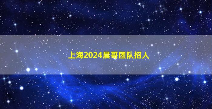 上海2024晨哥团队招人