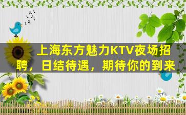 上海东方魅力KTV夜场招聘，日结待遇，期待你的到来