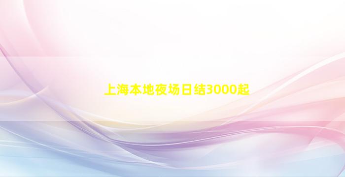 上海本地夜场日结3000起