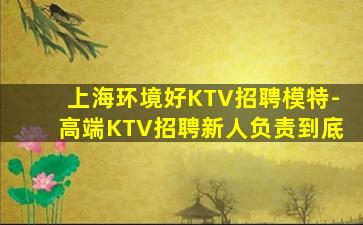 上海环境好KTV招聘模特-高端KTV招聘新人负责到底