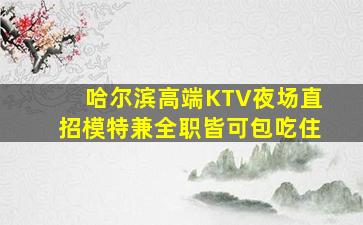 哈尔滨高端KTV夜场直招模特兼全职皆可包吃住