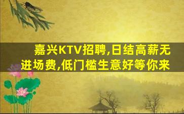 嘉兴KTV招聘,日结高薪无进场费,低门槛生意好等你来