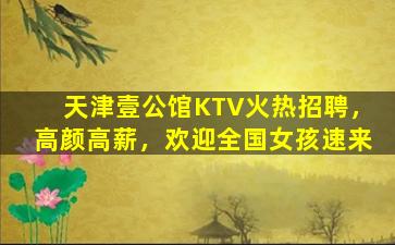 天津壹公馆KTV火热招聘，高颜高薪，欢迎全国女孩速来