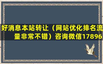 好消息本站转让（网站优化排名流量非常不错）咨询微信17896001639