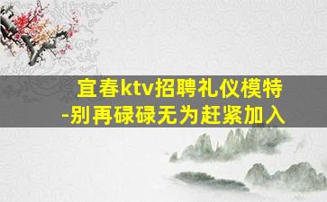 宜春ktv招聘礼仪模特-别再碌碌无为赶紧加入