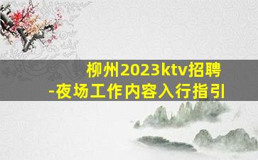 柳州2023ktv招聘-夜场工作内容入行指引