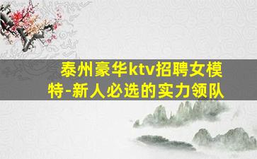 泰州豪华ktv招聘女模特-新人必选的实力领队